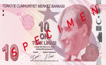 На банкноте 10 турецких лир появятся новые подписи